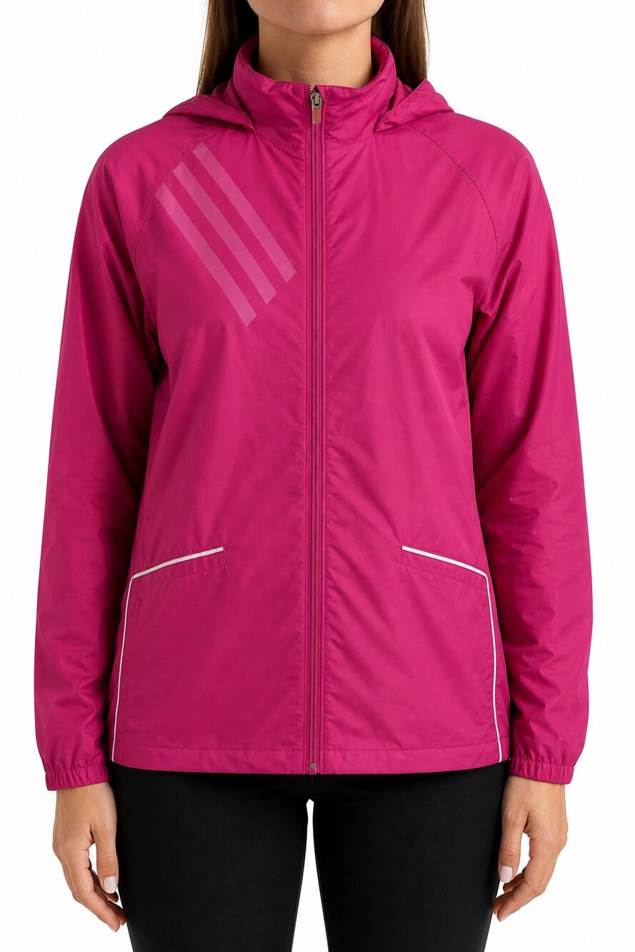Adidas Golf Climaproof Pink Full Zip Rain Golf Jacket Womens M Athleisure Preppy